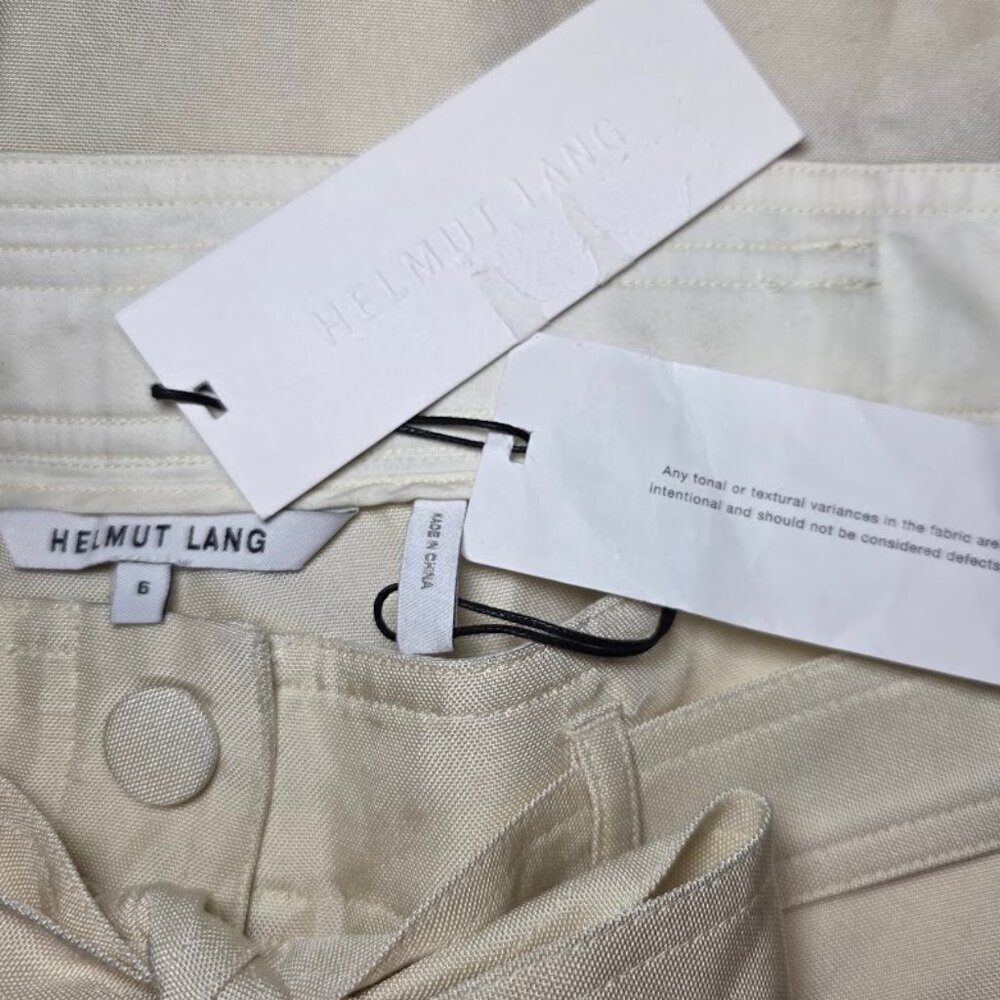 NWT Helmut Lang Duppioni Cargo Silk Bermuda Short in Ivory 6 - Picture 13 of 16